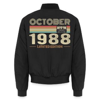 Geburtstag Oktober 1988 - Unisex Bomberjacke - Schwarz - Hinten - AI Model Male 185 light (185cm)