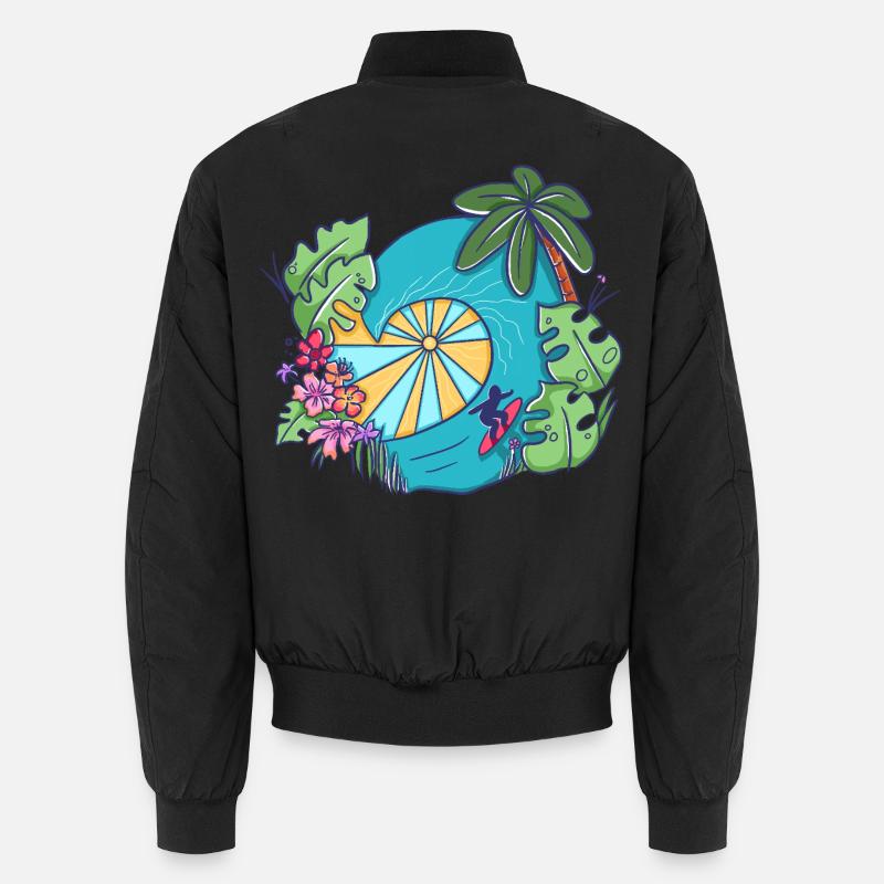 Tropical Ocean Wave with Palms – Summer Art Unisex Bomberjacke