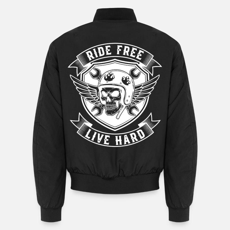Biker Design - Roulez librement, vivez dur - Bomber unisexe - noir