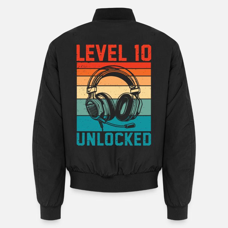 Level 10 Unlocked, 10th Anniversary - Unisex Bomber Jacket - black