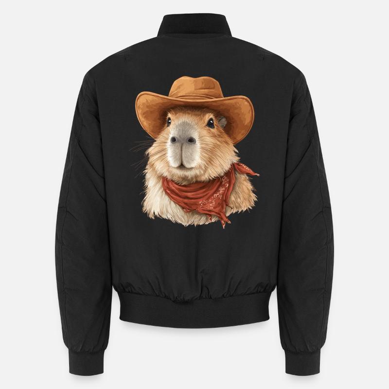 Cool Capybara Cowboy Hut - Unisex Bomberjacke - Schwarz