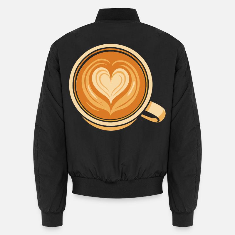 Herz Latte Art Kaffee Liebe Design Unisex Bomberjacke