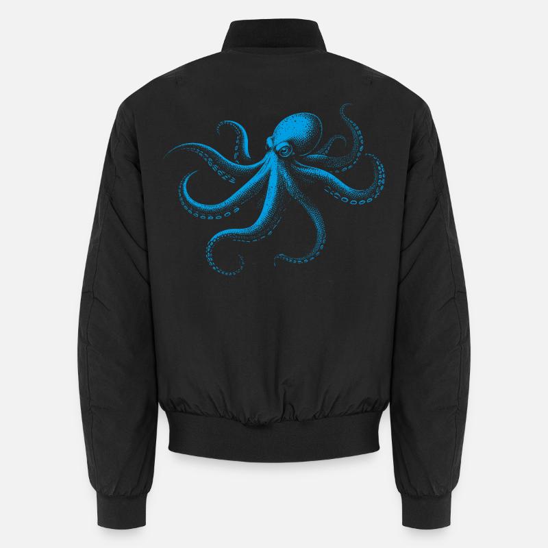 Oktopus in Monochrom - Unisex Bomberjacke - Schwarz