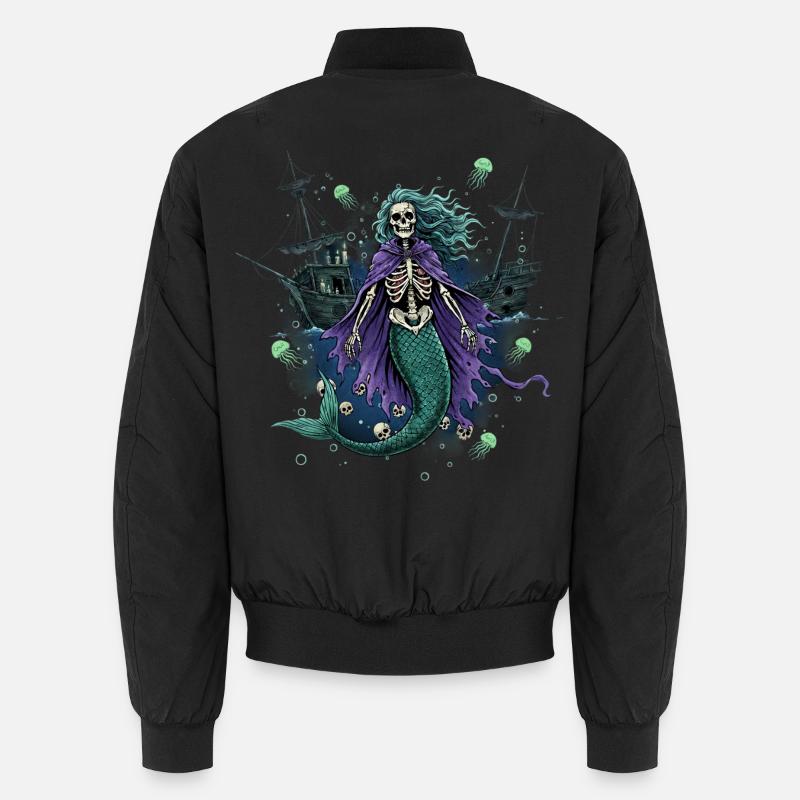 Skeleton Mermaid with Ghost Ship Unisex Bomber Jacket