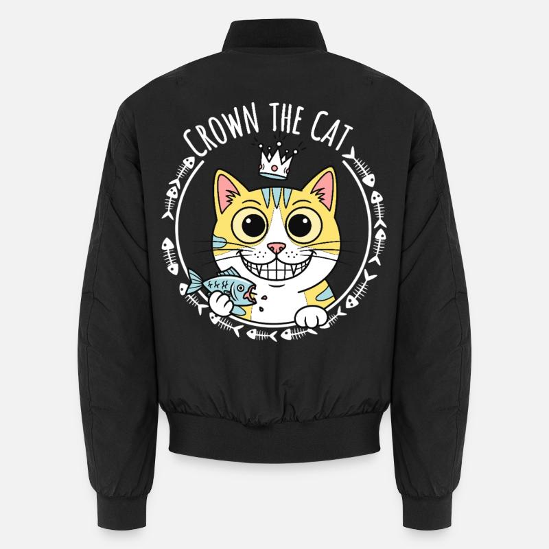 Crown the Cat: Regal Kitty Unisex Bomber Jacket