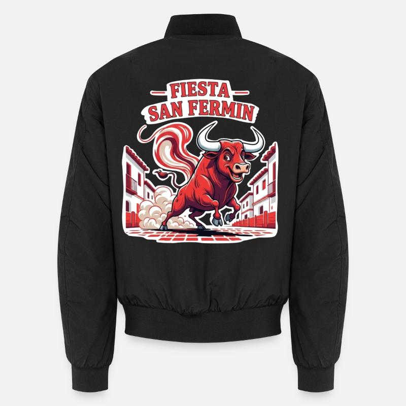 Fiesta San Fermín Bull Run - Bomber unisexe - noir