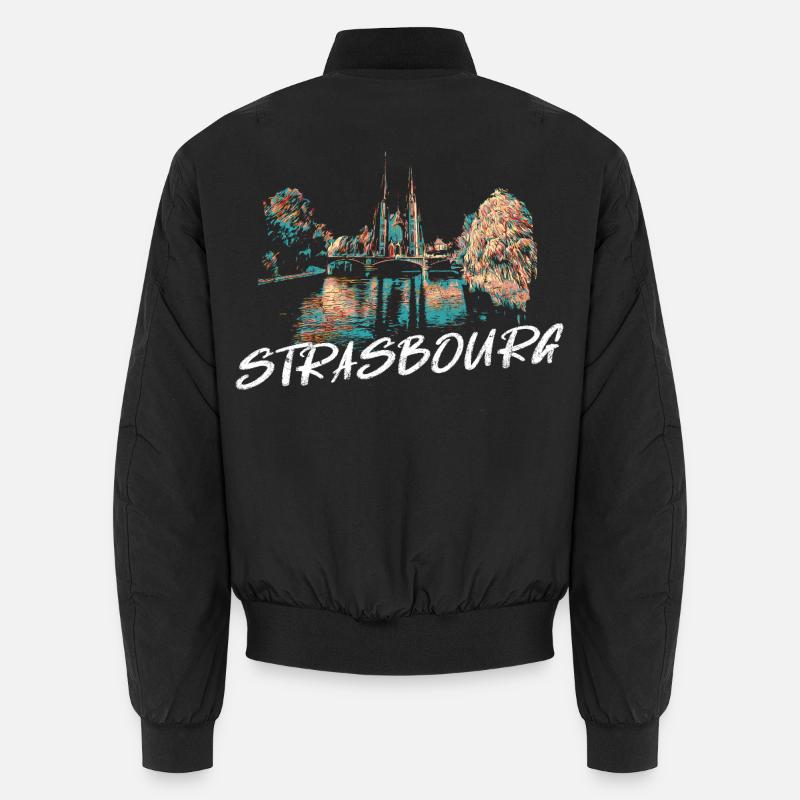 Strasbourg Cathedral – Illustration - Unisex Bomber Jacket - black