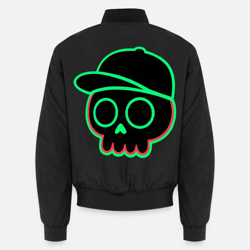 Neon Schädel Cap - Unisex Bomberjacke - Schwarz