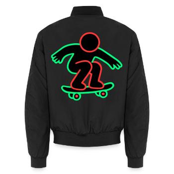 Neon Skateboarder Linienkunst - Unisex Bomberjacke - Schwarz - Hinten - AI Model Male 185 light (185cm)