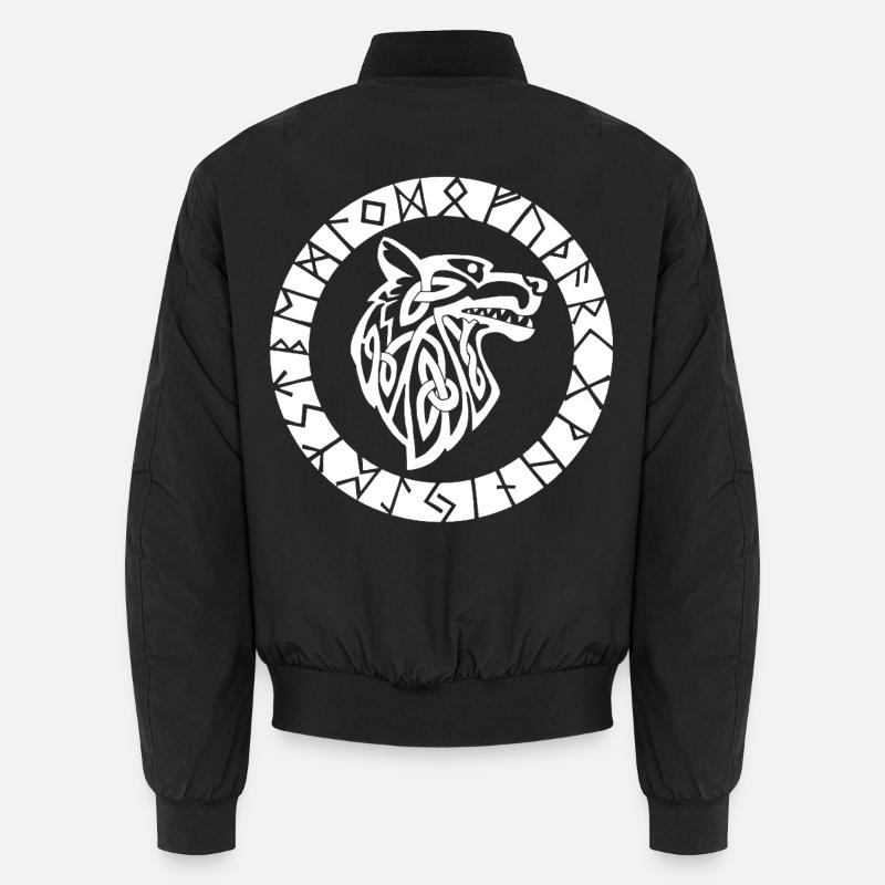 Wikinger-Emblem des weißen Wolfes Unisex Bomberjacke