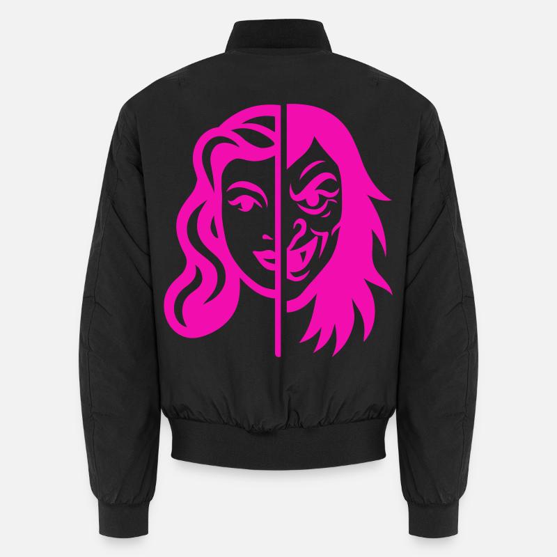 Split Face Contrast - Unisex Bomber Jacket - black