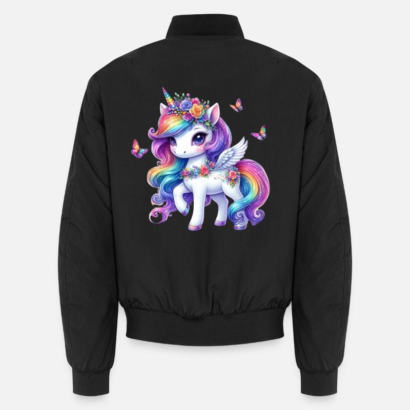 Regenbogenblüte Einhorn Flügel Unisex Bomberjacke