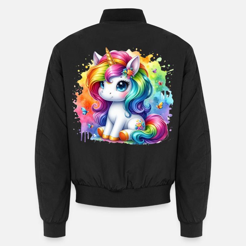 Aquarelle Licorne Arc-en-ciel Bomber unisexe