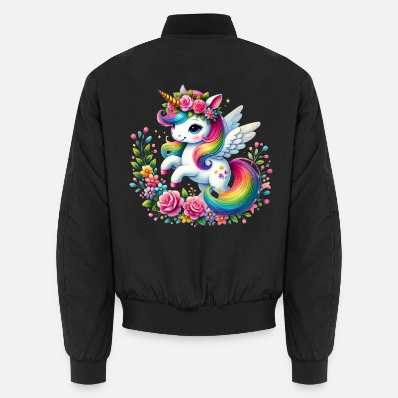 Rainbow Fleur Unicorn Unisex Bomber Jacket