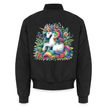 Fleur de licorne à crinière arc-en-ciel - Bomber unisexe - noir - Dos - AI Model Male 185 light (185cm)