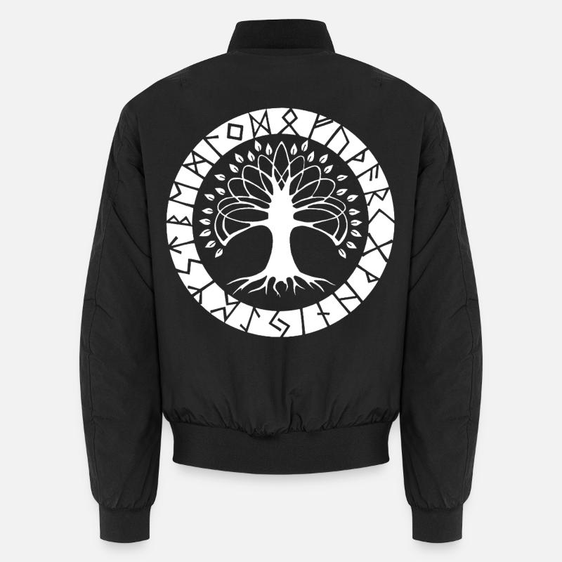 Weißer Runenbaum - Unisex Bomberjacke - Schwarz
