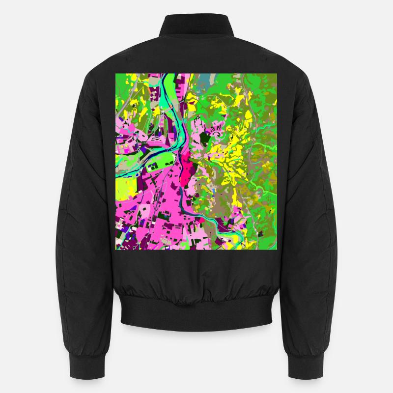 Neonfarbene Stadt-Vibes - Unisex Bomberjacke - Schwarz
