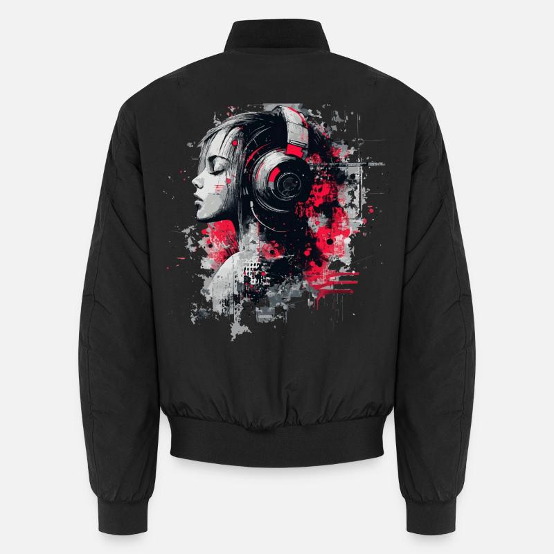 DJ Lady – Urban Art Kopfhörer - Unisex Bomberjacke - Schwarz