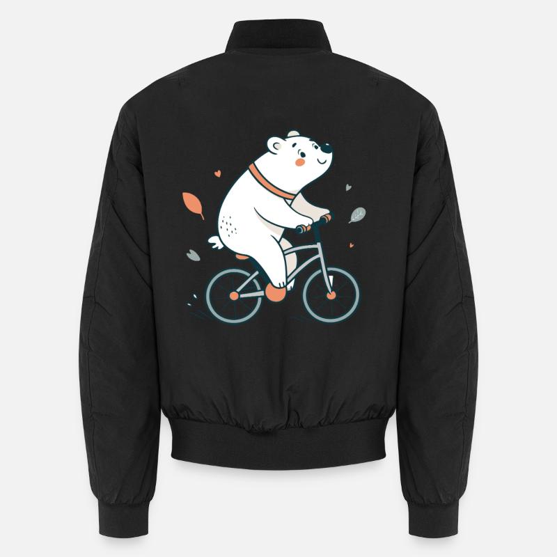 Pastel Cycling Bear - Unisex Bomber Jacket - black