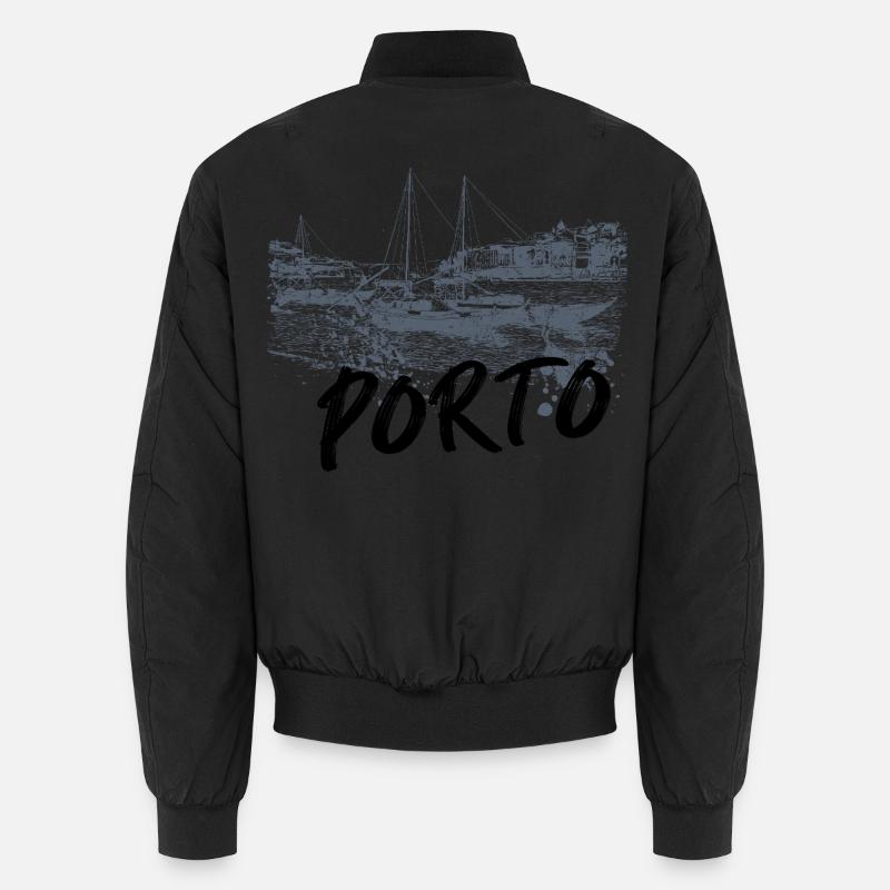 Porto Douro Einfarbige Rabelo Boote - Unisex Bomberjacke - Schwarz