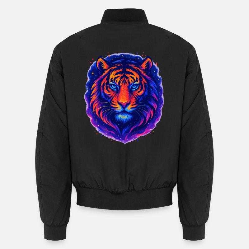 Neon Tiger Kunst Design – Wilder Blick - Unisex Bomber Jacket - black
