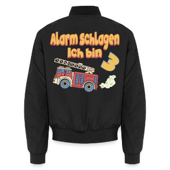 Feuerwehr Geburtstag Alarm Ich bin 3 Jahre alt - Unisex Bomberjacke - Schwarz - Hinten - AI Model Male 185 light (185cm)