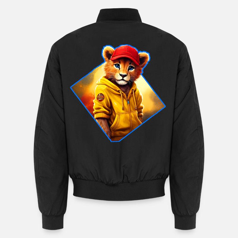 Kleiner Löwe mit roter Kappe Unisex Bomberjacke
