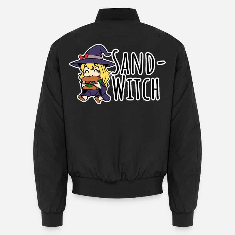 Sand-Witch, the little witch eats a sandwich Unisex Bomber Jacket