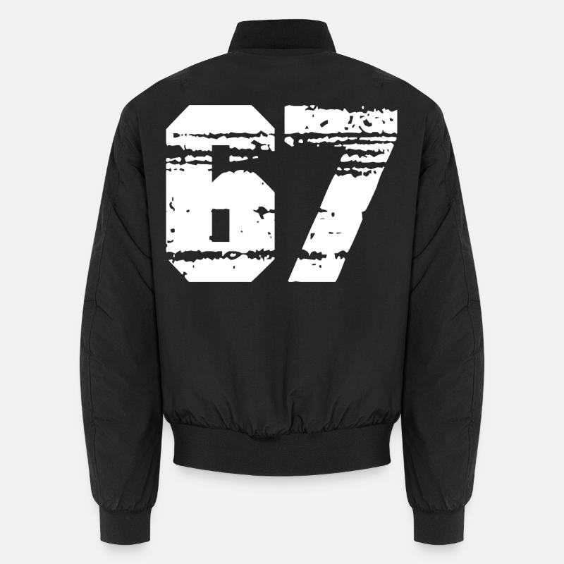 Nummer 67 in Schwarz-Weiß-Kontrast Unisex Bomberjacke