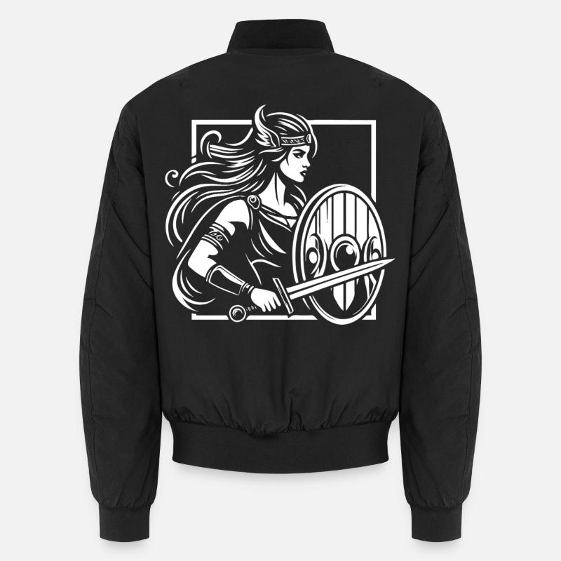 Shield Maiden Design – Strong Viking - Unisex Bomber Jacket - black