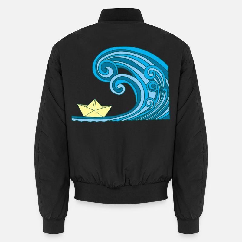 Paper Boat & Ocean - Unisex Bomberjacke - Schwarz