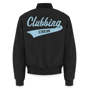 Clubbing Crew (Party / Feiern / Tanzen / Skyblue) - Unisex Bomberjacke - Schwarz - Hinten - AI Model Male 185 light (185cm)