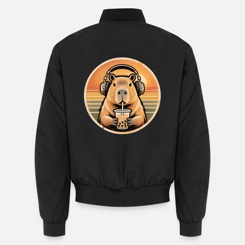 Süßes Capybara Bubble Tea Kawaii Tier Geschenk Unisex Bomberjacke
