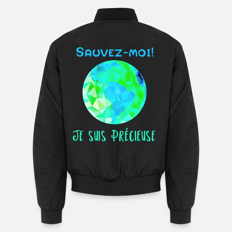 Globe Géométrique Bleu Vert Sauvez moi! Bomber unisexe