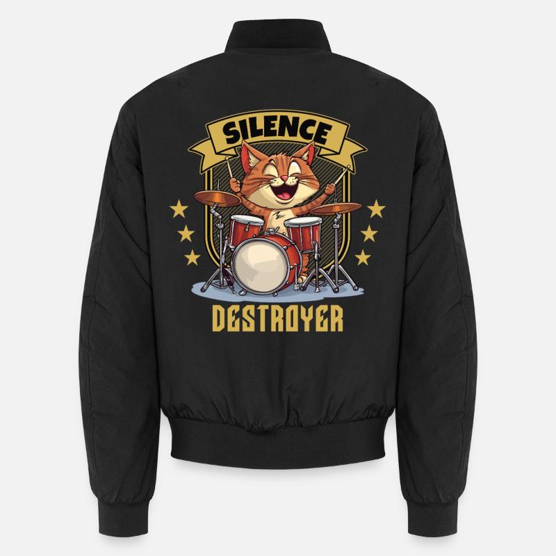 Drums Drums Silence Destroyer Cat Funny Unisex Bomber Jacket