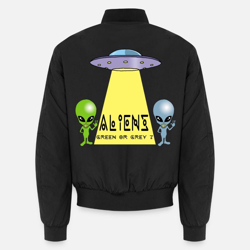 Green or grey alien? - Unisex Bomber Jacket - black