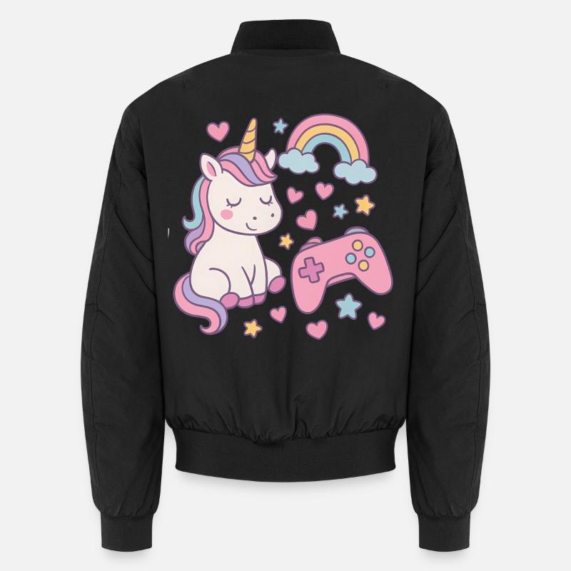 Super cute unicorn with Gaming feel Unisex Bomber Jacket