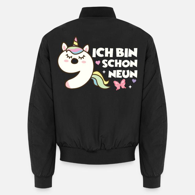 Einhorn 9 Geburtstag Mädchen Ich Bin Schon 9 Jahre Unisex Bomberjacke