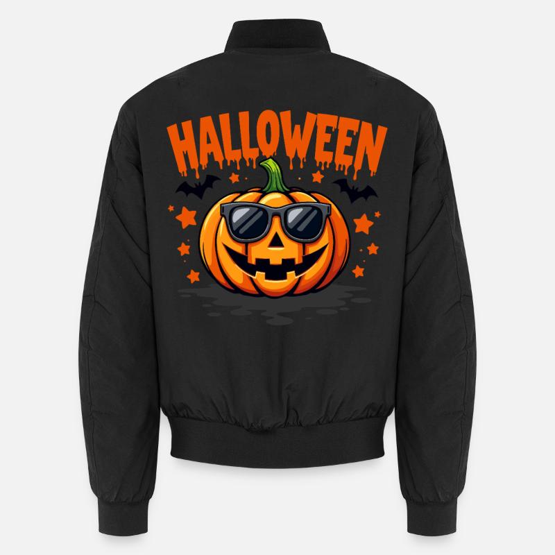 Halloween pumpkin with sunglasses - Unisex Bomber Jacket - black