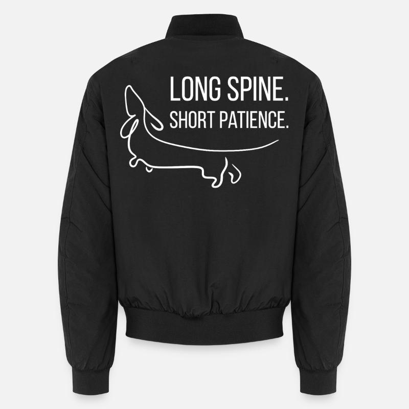 Short-legged. Stubborn. Dachshund. - Unisex Bomber Jacket - black