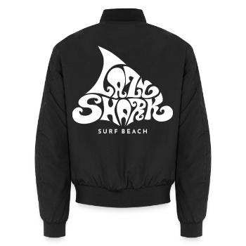Hai Lazy Shark surf plage des années soixante plage maritime - Bomber unisexe - noir - Dos - AI Model Male 185 light (185cm)