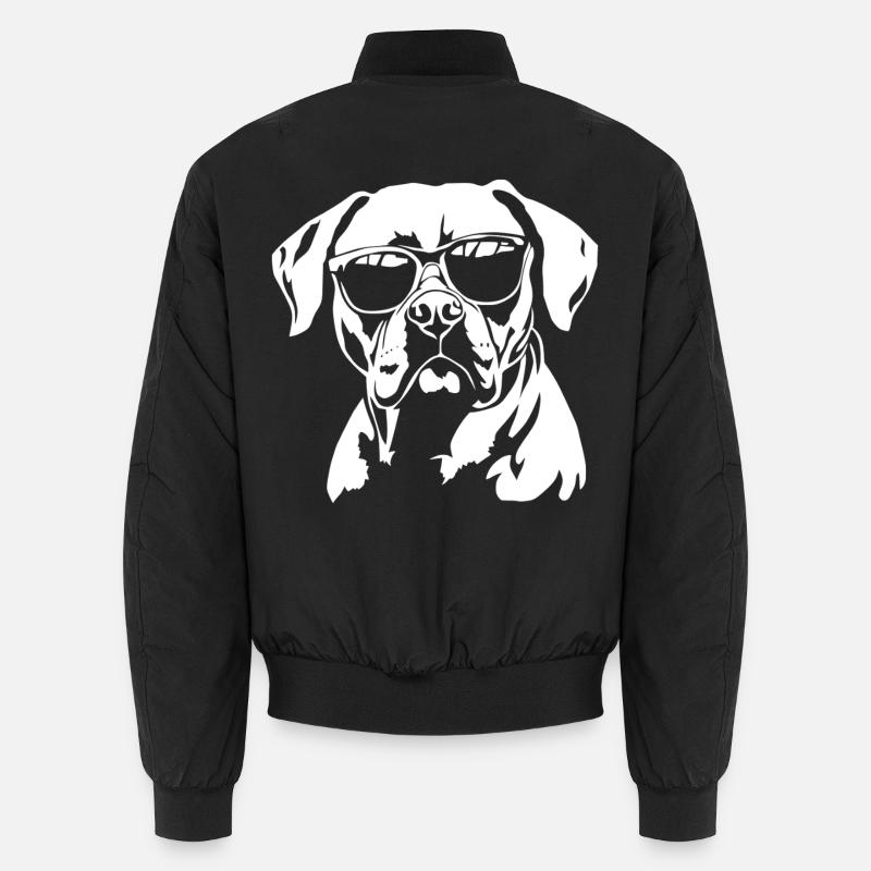 Boxer Dog Sunglasses - Unisex Bomber Jacket - black