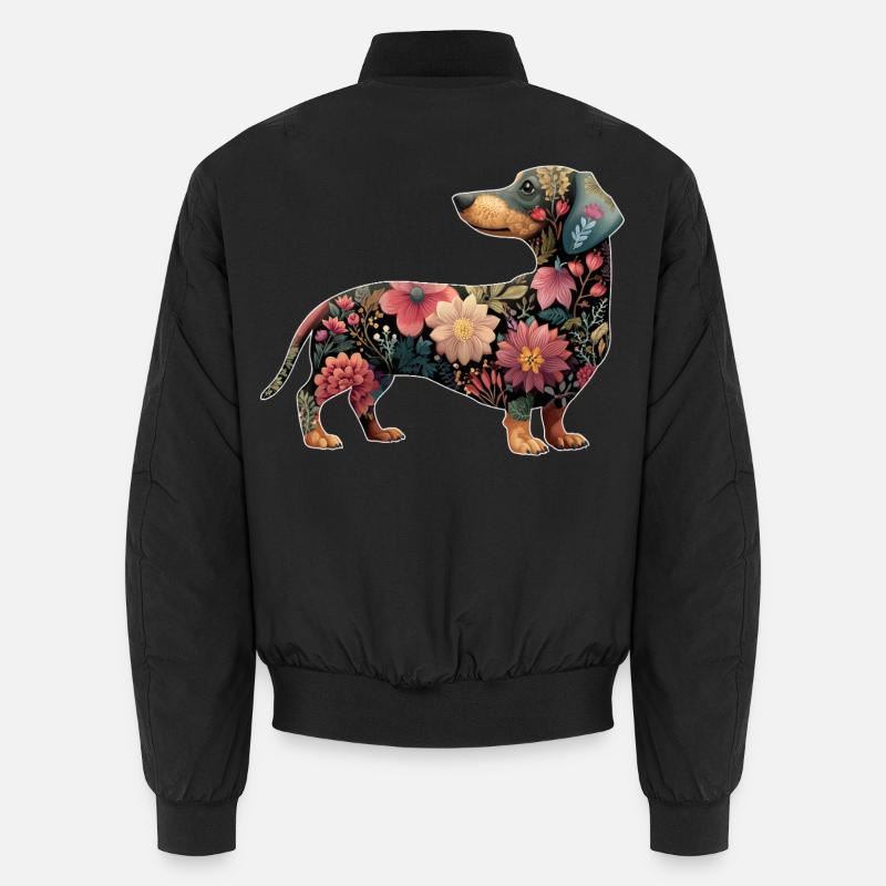 Teckel Teckel Fleurs Florales Bomber unisexe