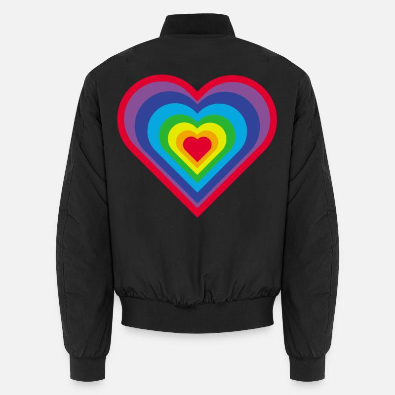 Regenbogen-Herz - Unisex Bomberjacke - Schwarz