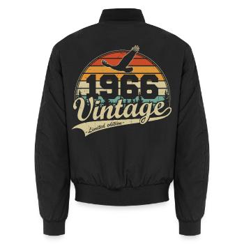 Vintage 1966 Vintage Retro Birthday Gift - Unisex Bomber Jacket - black - Back - AI Model Male 185 light (185cm)
