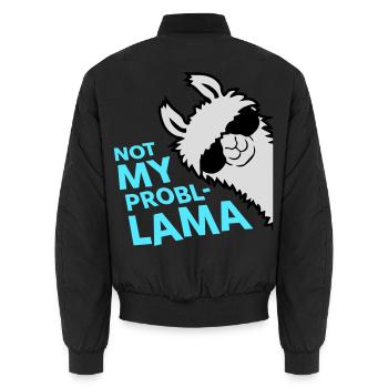 Lama Not My Problama Cool Side Sunglasses - Unisex Bomber Jacket - black - Back - AI Model Male 185 light (185cm)