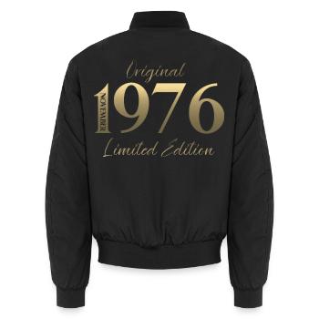 50ème Anniversaire Original Novembre Millésime 1976 - Bomber unisexe - noir - Dos - AI Model Male 185 light (185cm)