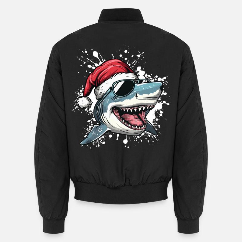 Requin Noël Drôle Noël - Bomber unisexe - noir
