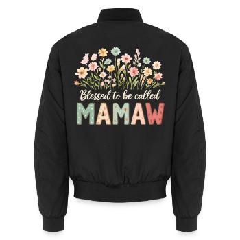 Bénie d’être appelée Mamaw - Bomber unisexe - noir - Dos - AI Model Male 185 light (185cm)