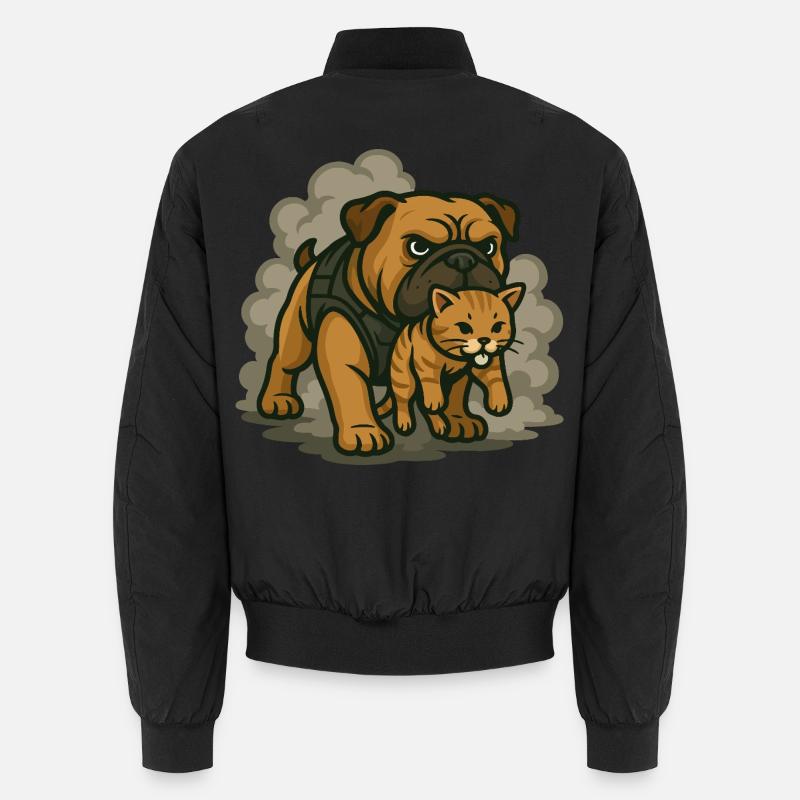 Guard Dog and Cat Duo - Unisex Bomber Jacket - black